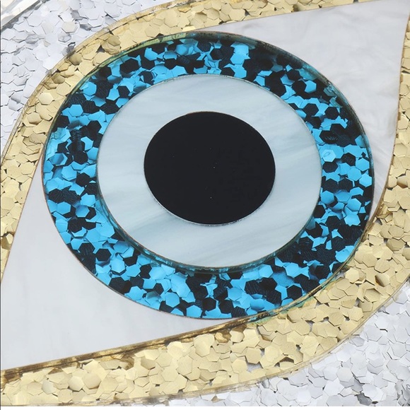 Glitter Blue eye acrylic clutch purse new - Picture 3 of 7
